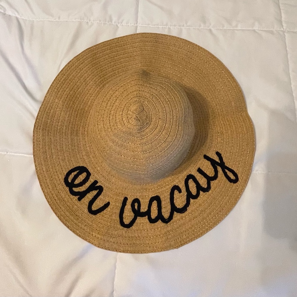 Chic Straw Sun Hat with Black Script